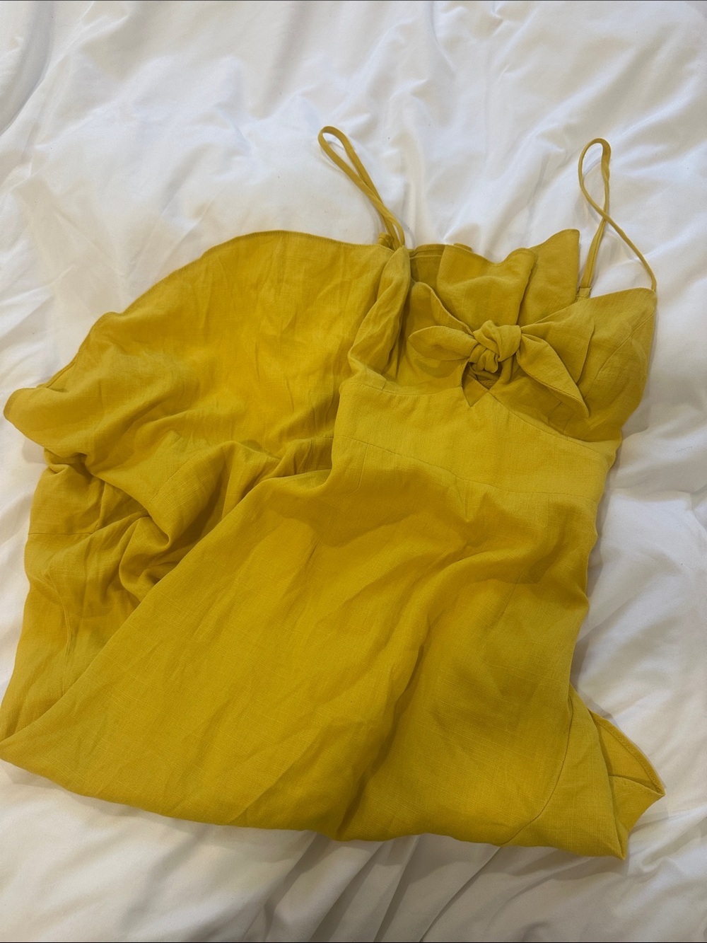 Yellow Tie-Front Ruffle Midi Dress - Women